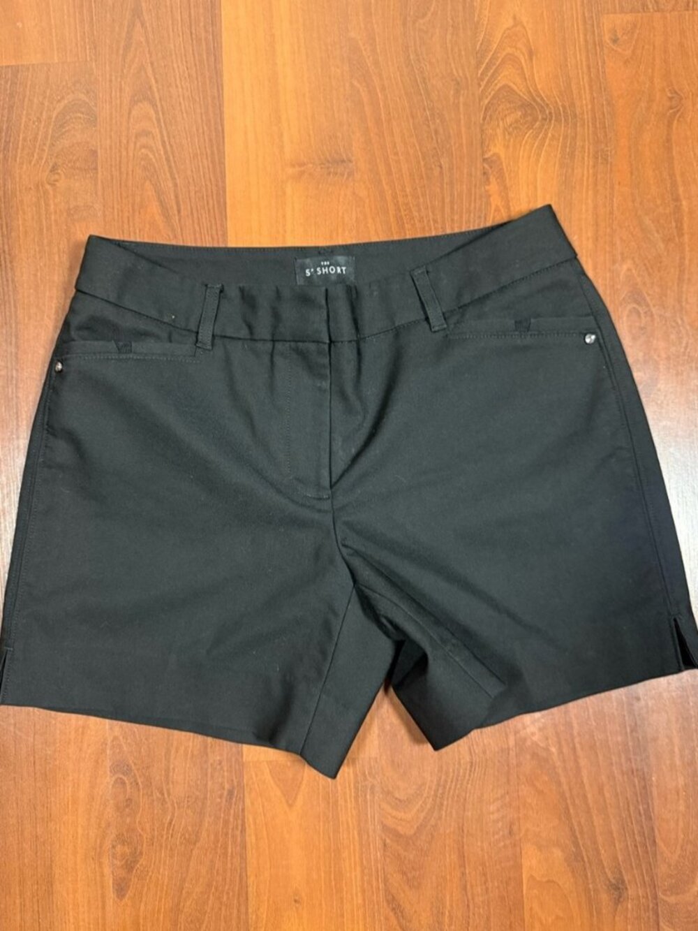 Black High-Rise Tailored Shorts.